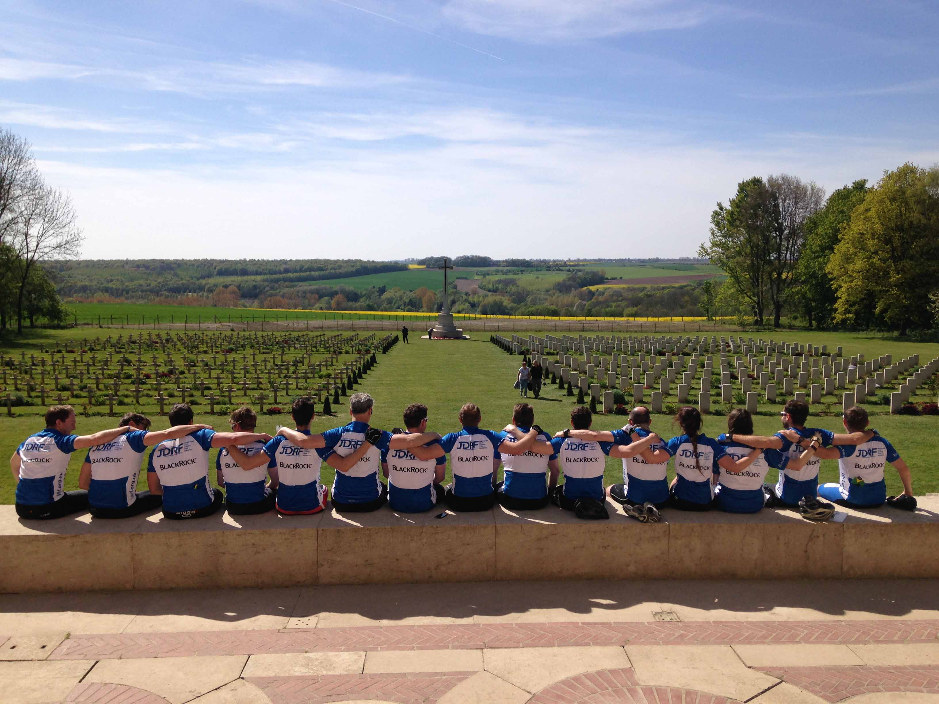 Corporate group at the Thiepval Memorial to the Missing of the Somme
