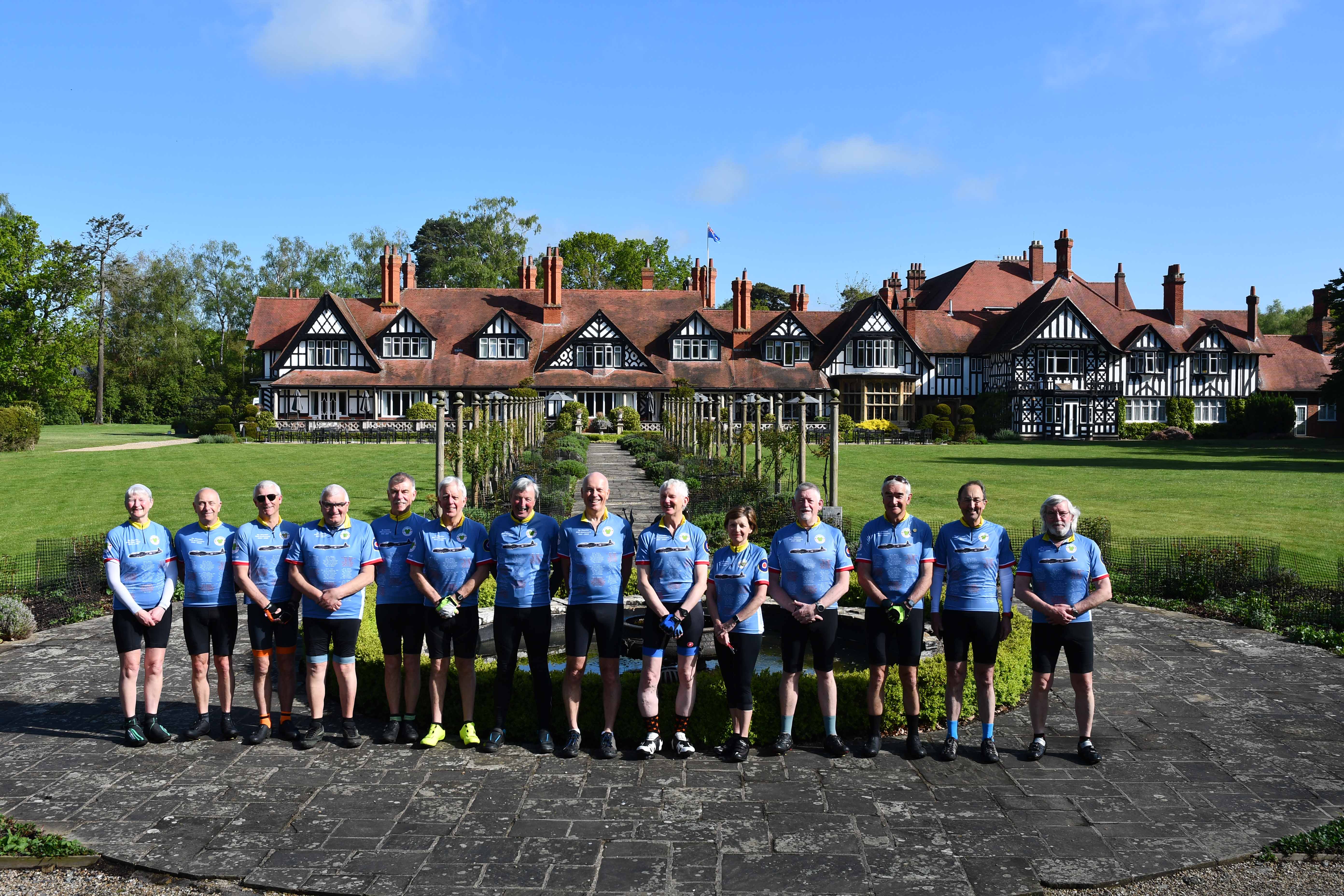 Cycling group outside the Petwood Hotel before a Dambusters tour