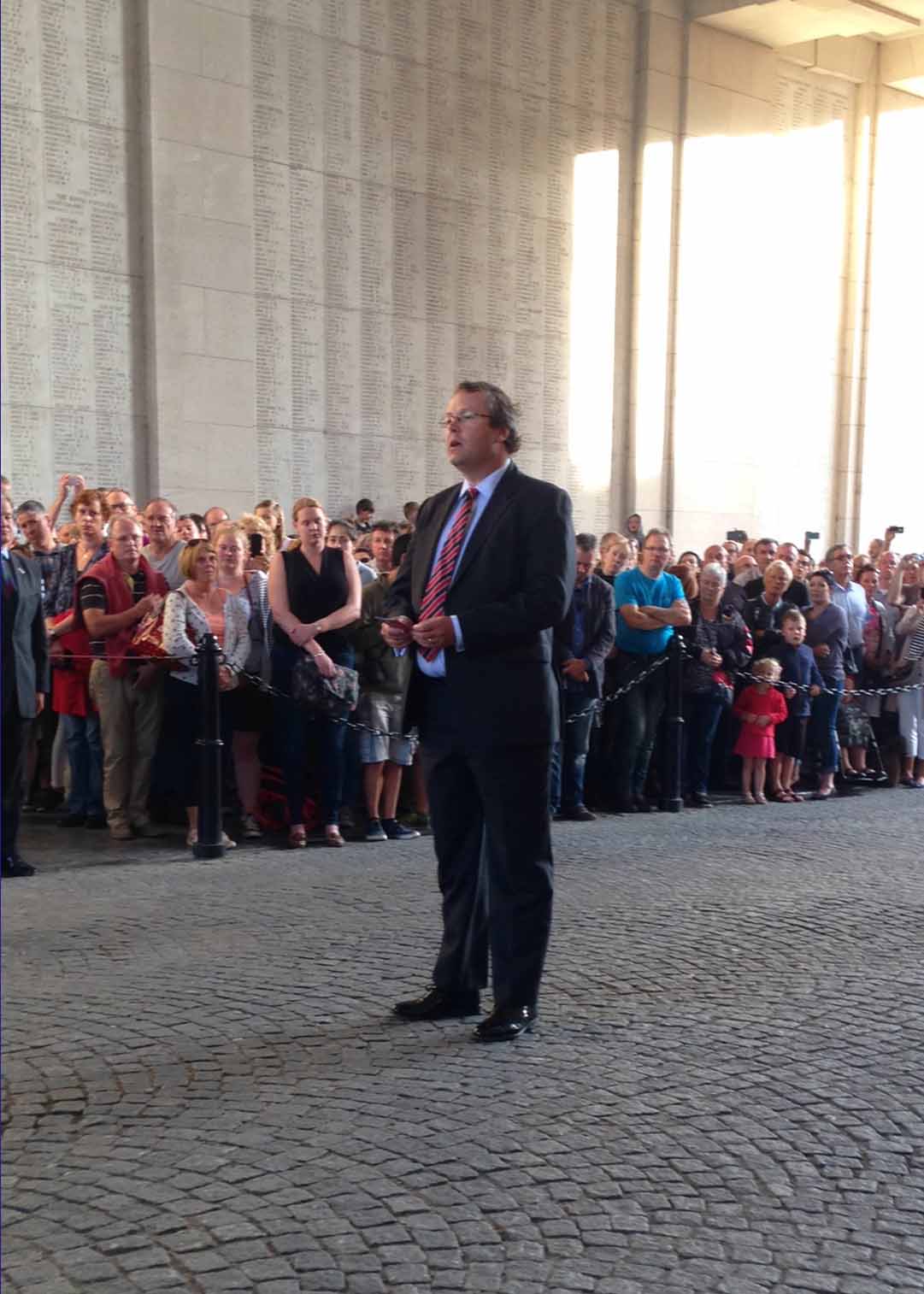 Reading the exhortation at the Menin Gate